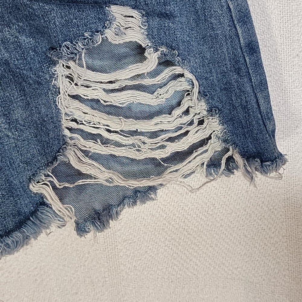 Rewash Brand Distressed Cotton Poly Rayon Span Super High Rise Shorts Size 1/25 - Picture 8 of 16